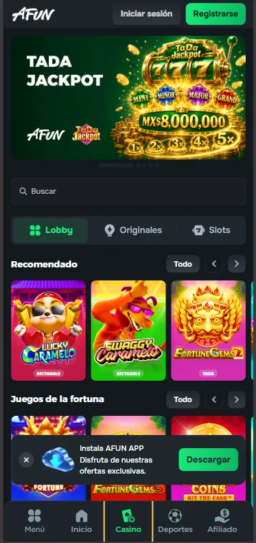 Casino AFUN en celular con categorías y tragamonedas Casino AFUN en celular con categorías y tragamonedas